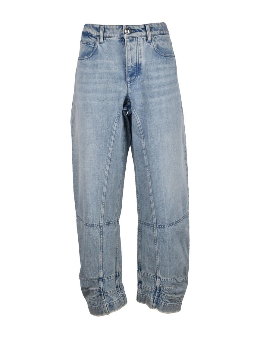 Jil Sander Blue Rigid Tapered Hem Cotton Baggy Jeans