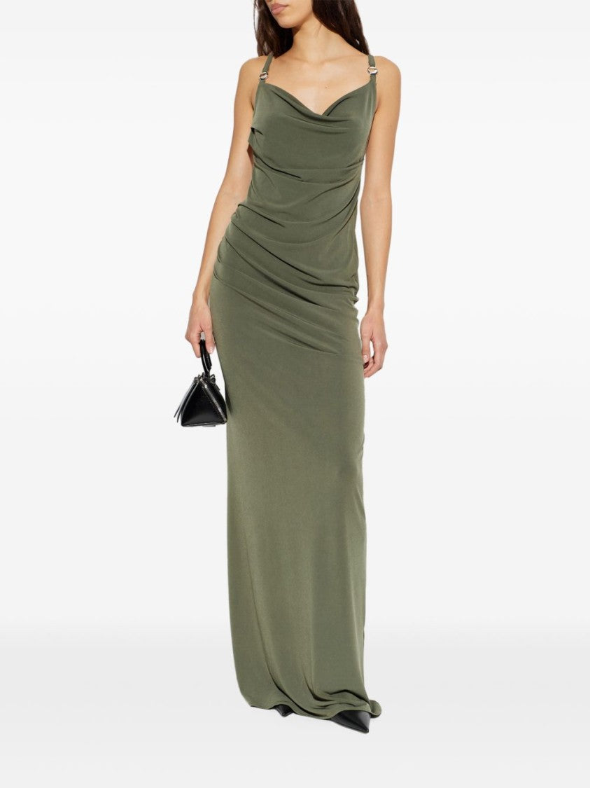 Coperni Green Ring Detail Open Back Dress