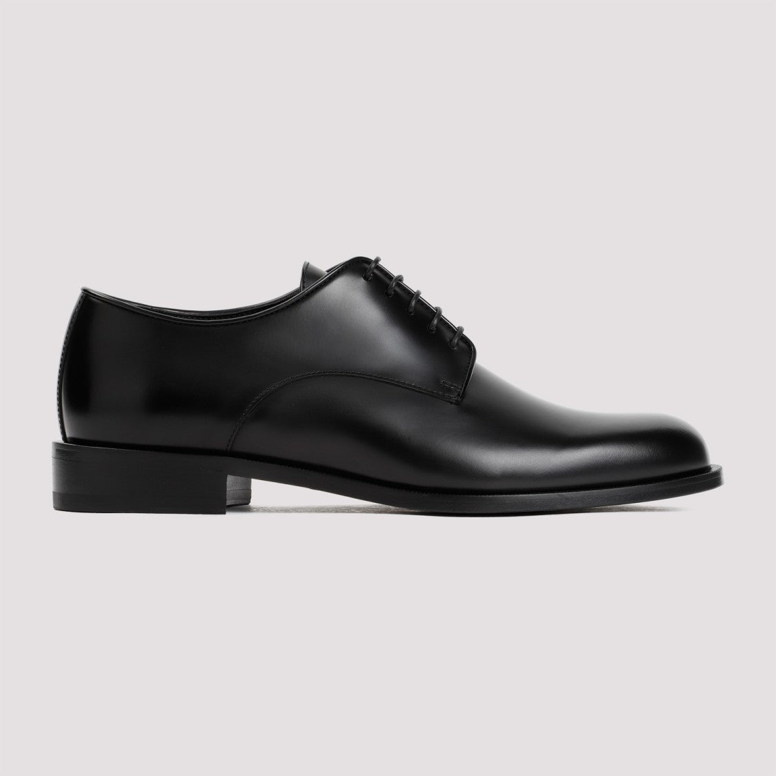 Giorgio Armani Black Bull Leather Laced Shoes