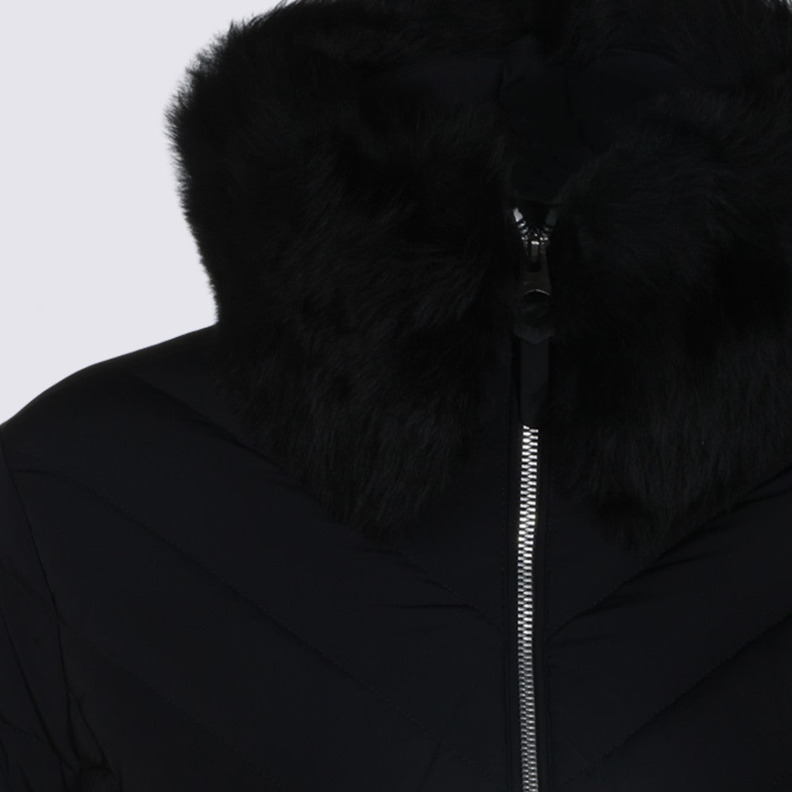 Mackage Midi-Length Black Down Jacket With Faux Fur Trim