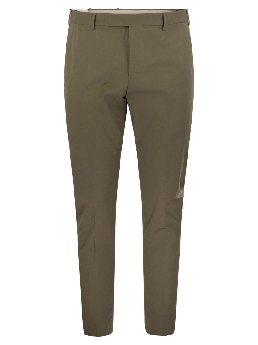 Pt Torino Contemporary Stretch Cotton Trousers With Unique Pockets