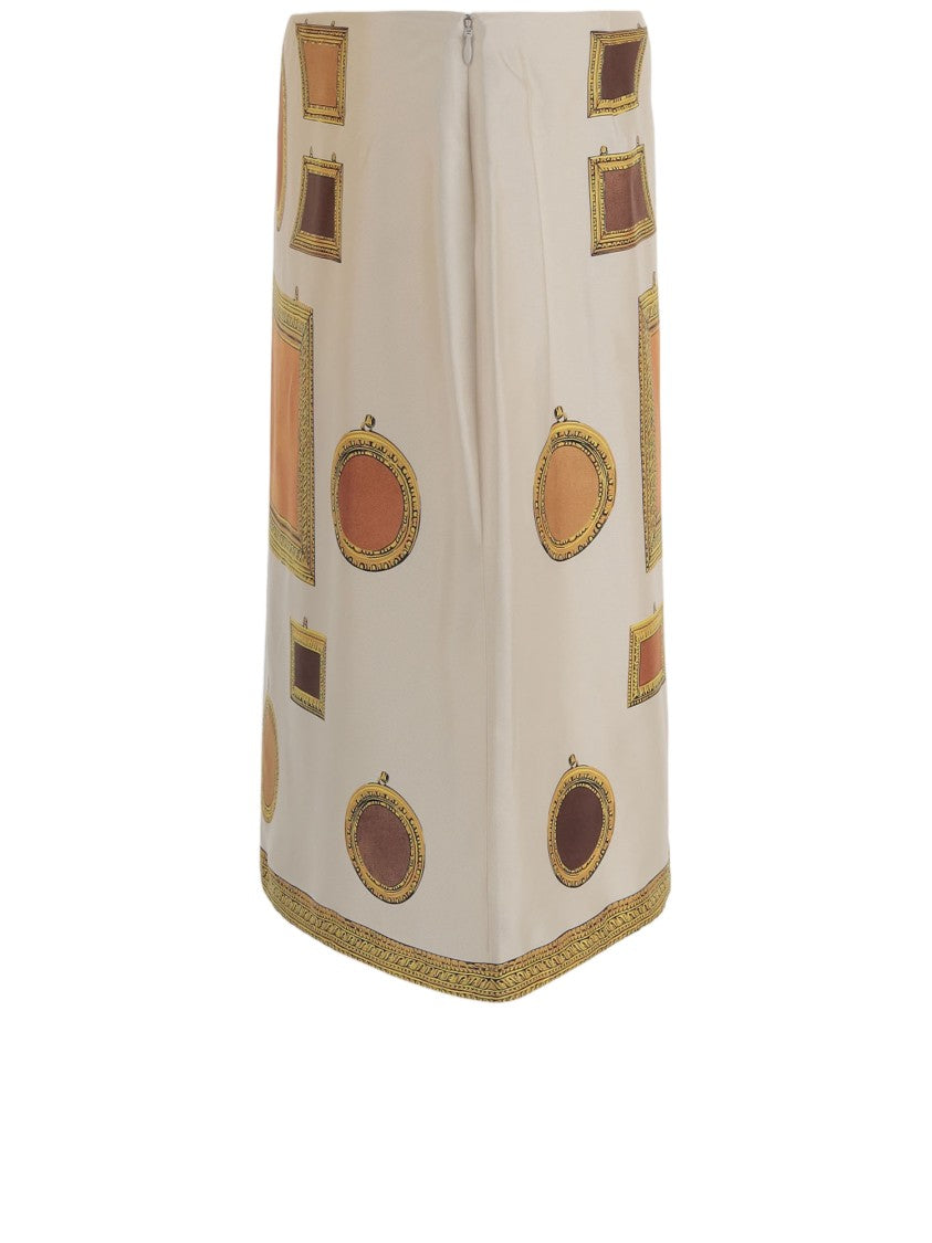 Versace Ornate Frame-Print Silk Mini Skirt