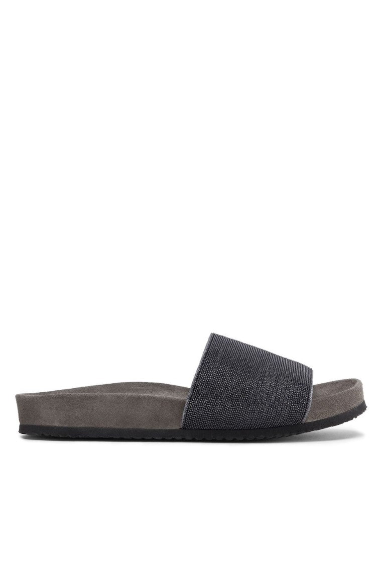 Brunello Cucinelli Textured Strap Slip-On Sandals With Cushioned Footbed