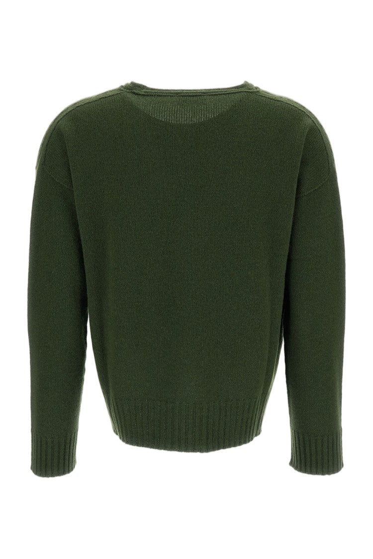 Drumohr Boxy Cut Cashmere Sweater With Ribbed V-Neckline