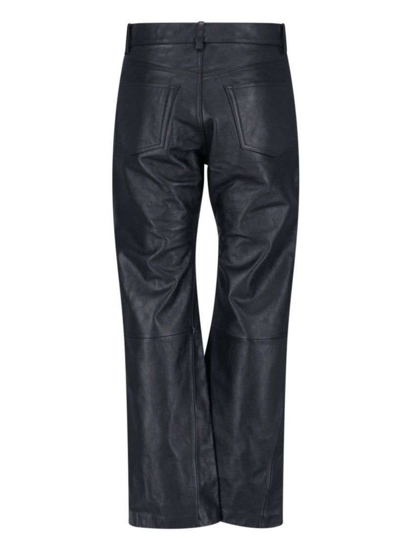 Sunflower Black Straight Twist Five-Pocket Leather Pants