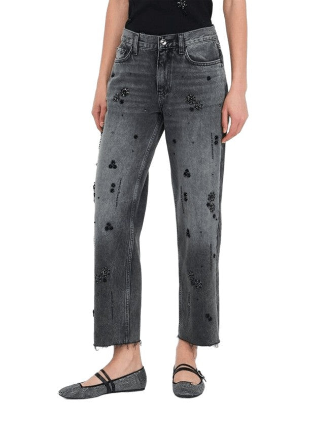 Liu Jo Cropped Straight-Leg Jeans With Frayed Hem