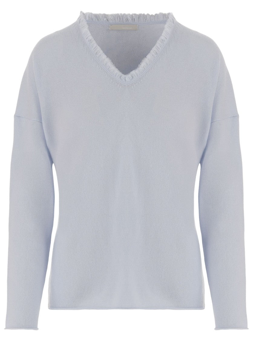 Allude Light Blue Wool And Cashmere Sweater