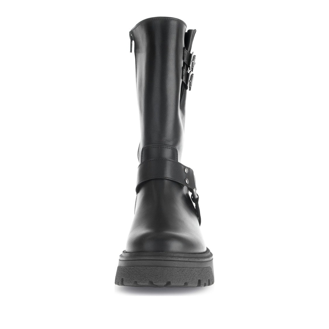 Gabor Black Chunky Sole Decorative Buckle Leather Boots