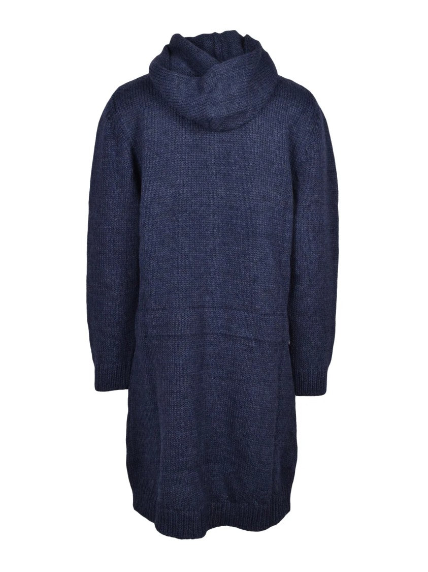 Cashmere Company P. Blue Knit Wool-Blend Coat