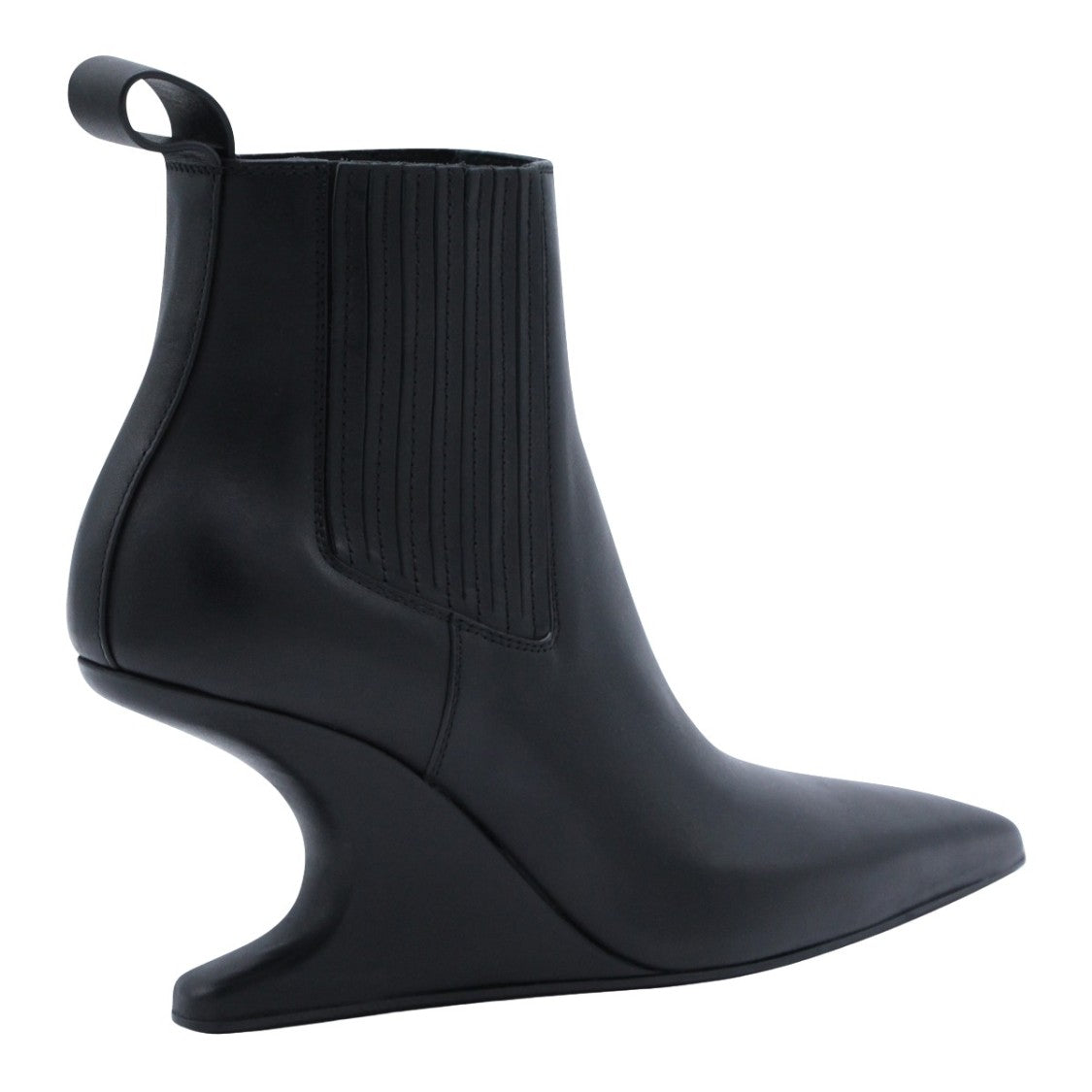 Rick Owens Pointed Toe Black Boots With High Ankle Cut