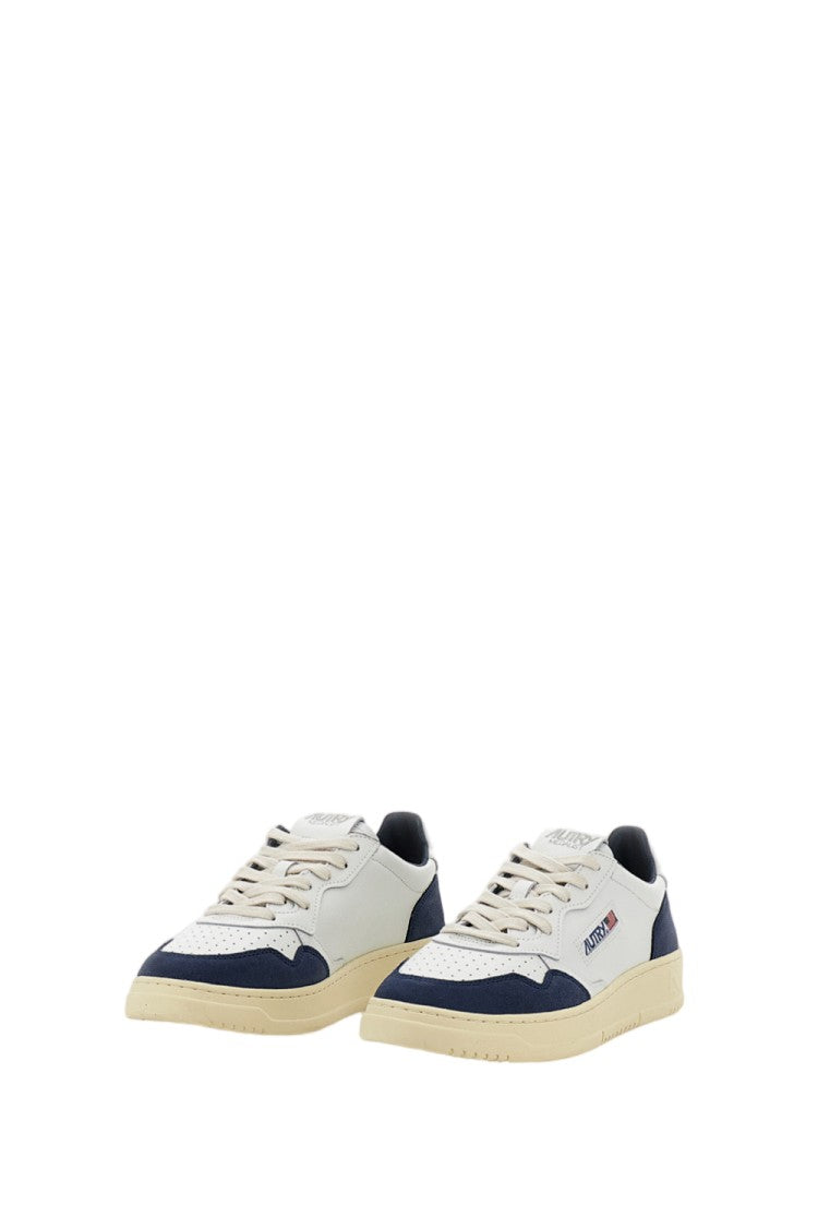 Autry White Blue Medalist Low Leather Suede Sneakers