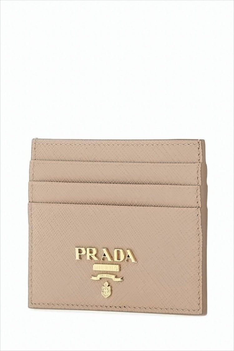 Prada Textured Cardholder With Metallic Logo Emblem