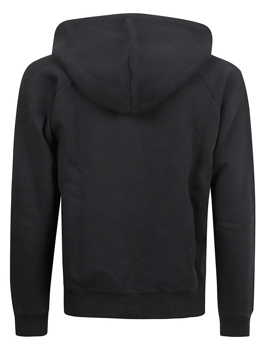 Tom Ford Black Zip-Up Hoodie With Ribbed Cuffs And Hem
