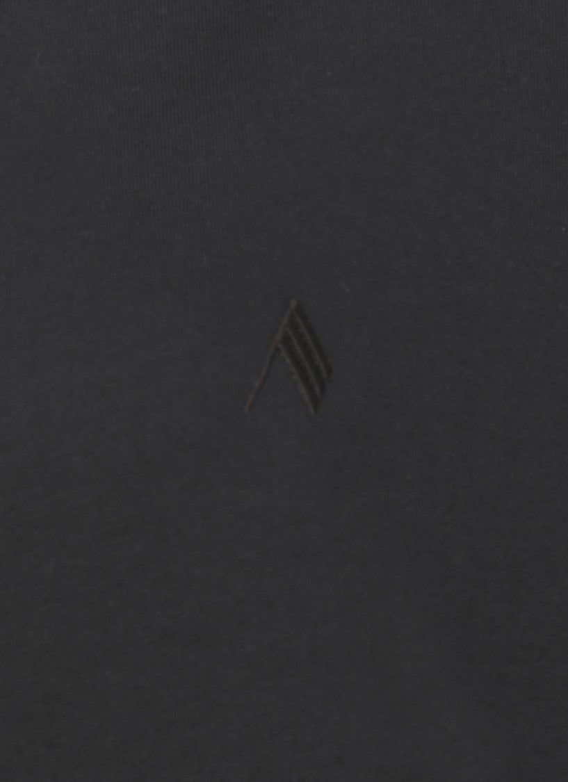 The Attico Black Cotton T-Shirt With Front Embroidered Logo And Side Vent