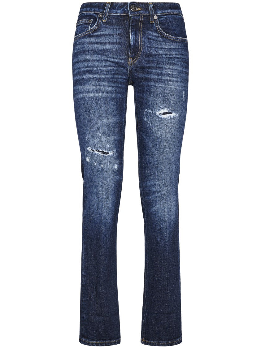 Dondup Slim Fit Denim Trousers With Distressed Detailing