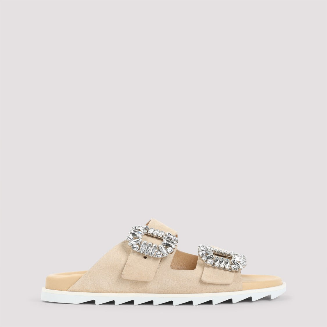 Roger Vivier Embellished Suede Sandals With Rubber Sole