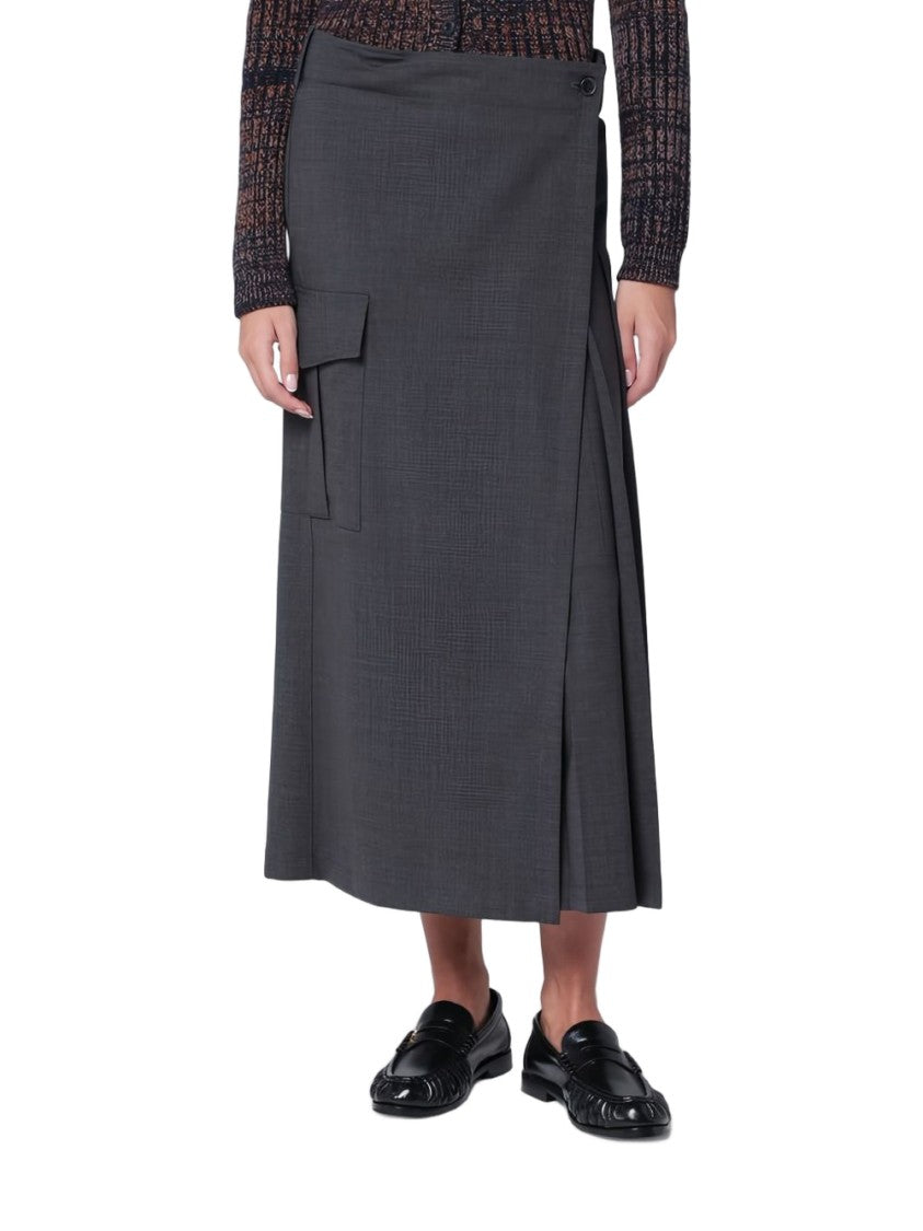 Parosh Anthracite Longuette Skirt With Pleated Back