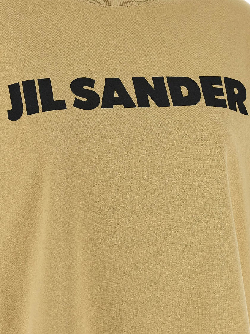 Jil Sander Cropped Brown T-Shirt With Bold Contrast Logo