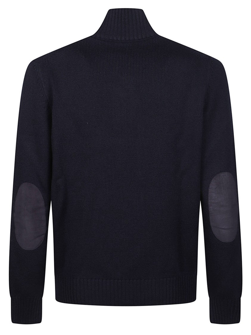 Fay Ribbed High Collar Buttoned Virgin Wool Turtleneck Sweater