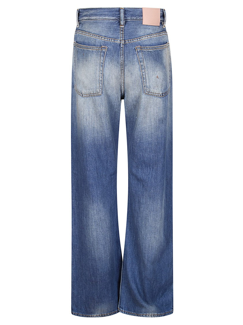 Acne Studios Mid Blue Trafalgar Top With Organic Cotton And Leather Accents