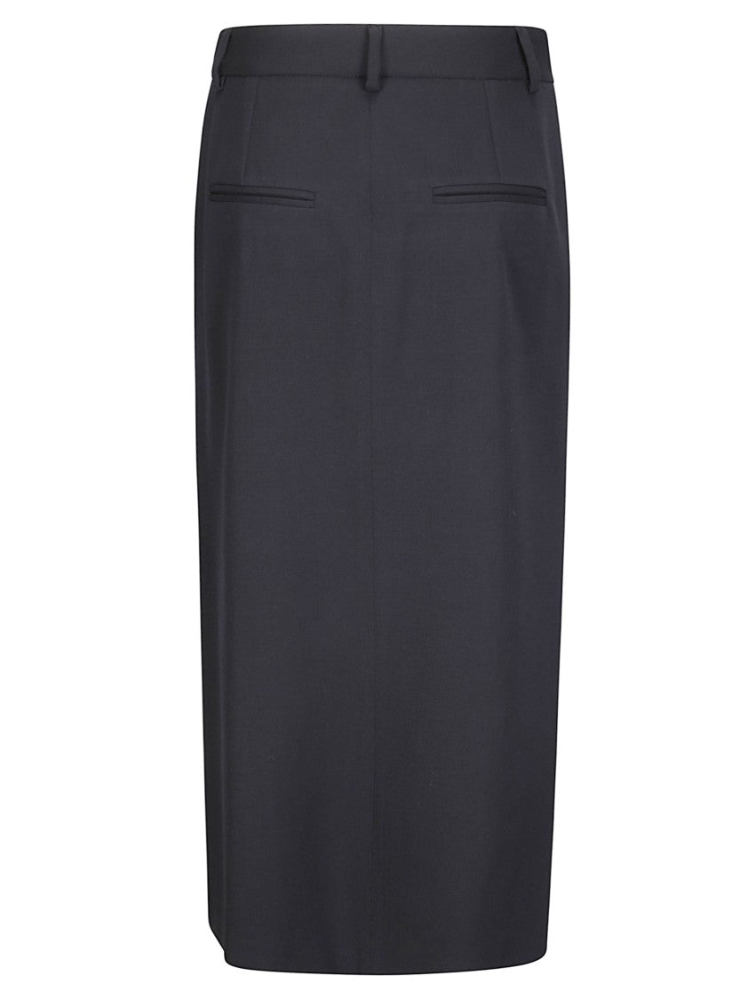 Alberto Biani Black Midi Skirt With Front Slit