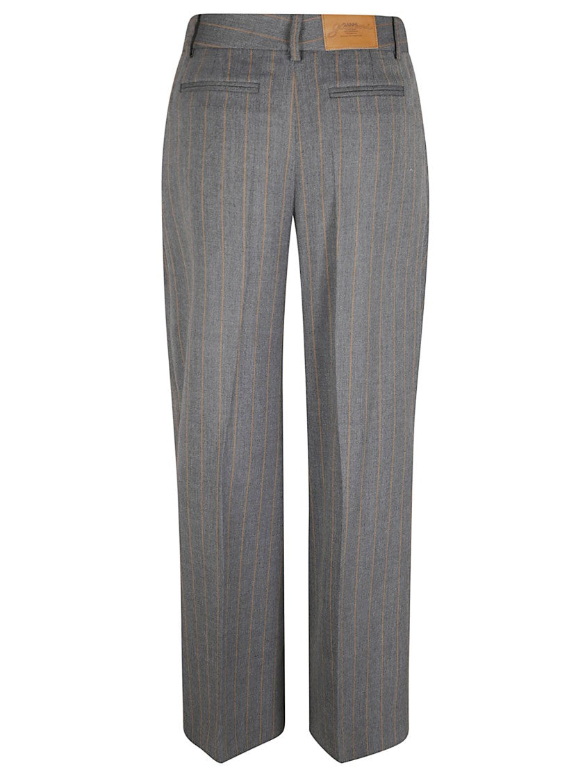 Ganni Loose Fit Striped Trousers With High Waist