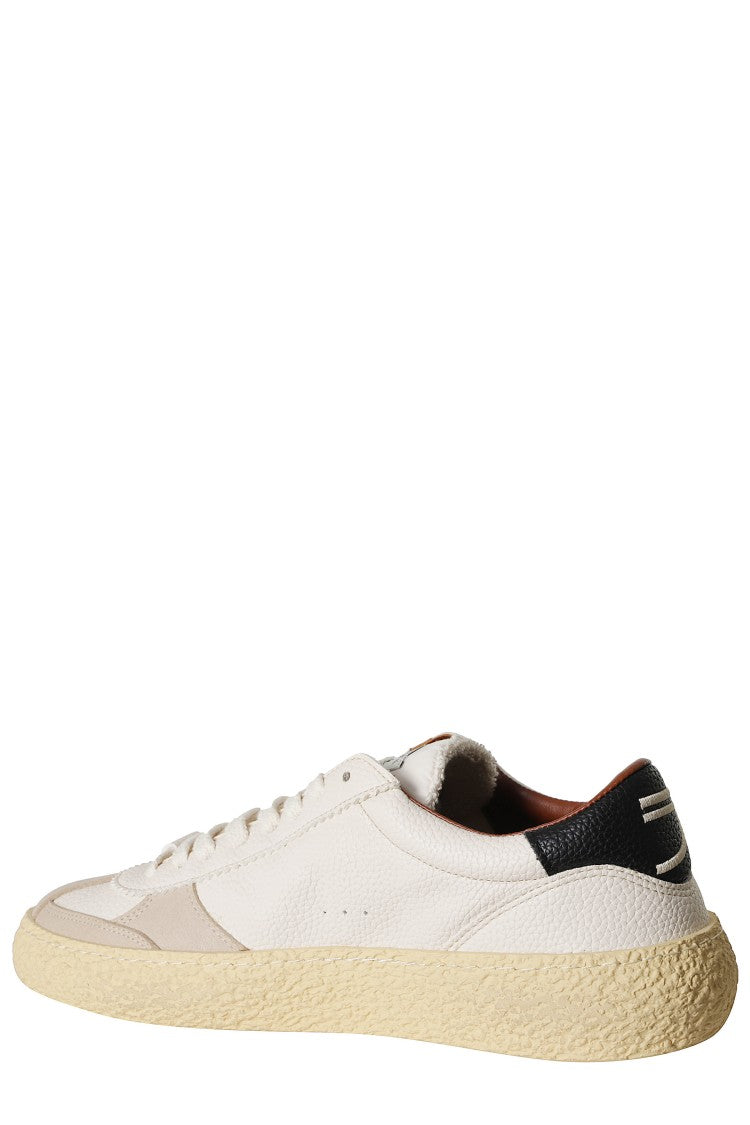 Puraai White 1.01 Vintage Logo Details Leather Rubber Sneakers
