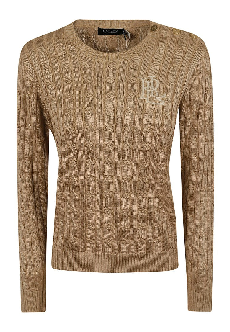 Lauren Cable-Knit Cotton Button-Placket Sweater