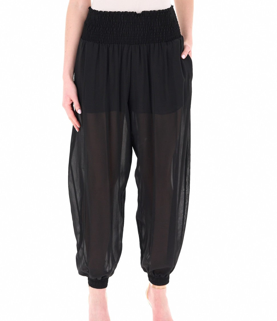 Pinko Bore Black Sheer Elastic Trousers