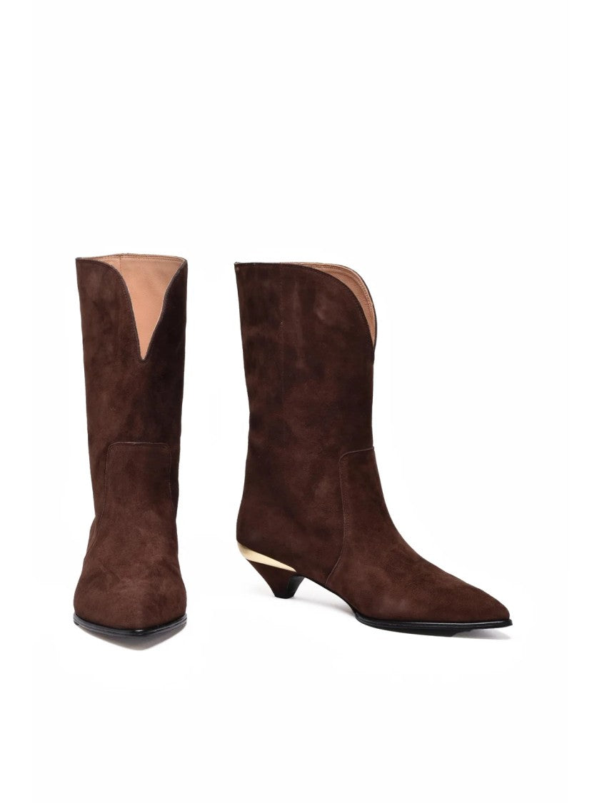 Love Moschino Brown Suede Sculpted Ankle Boots