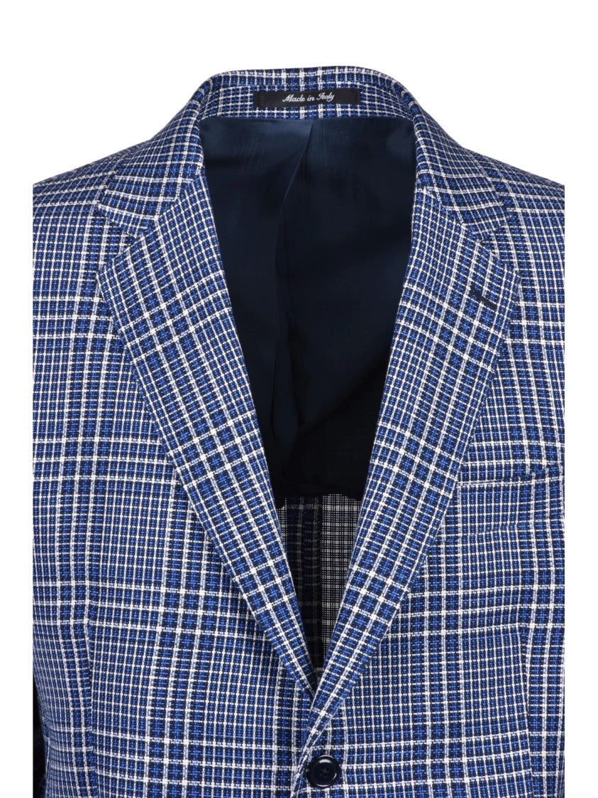 Sartoria Italiana Blue Cotton Linen Jacket