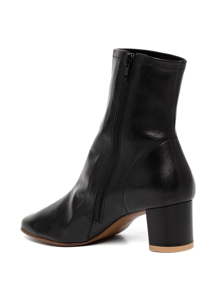By Far Sofia Black Leather Booties