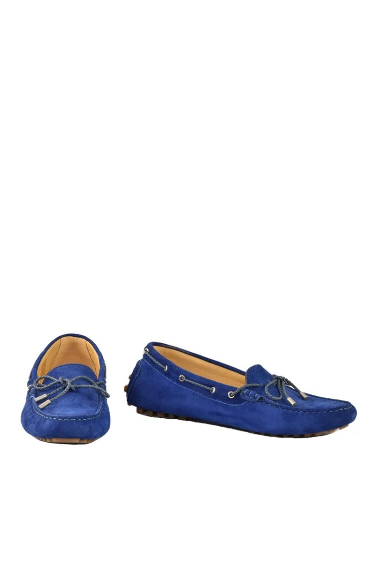 A.Testoni Women's Suede Loafer - Blue