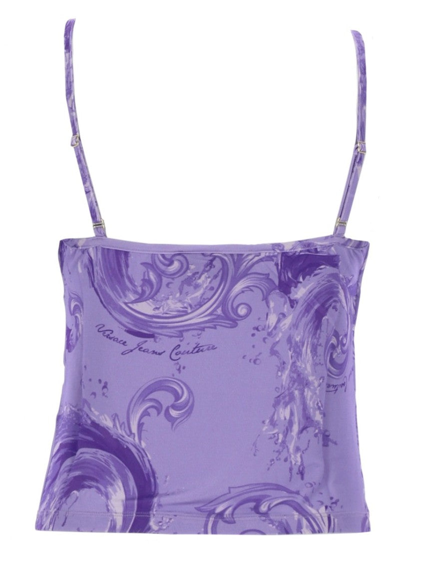 Versace Jeans Couture Purple Swirl Fitted Viscose Top