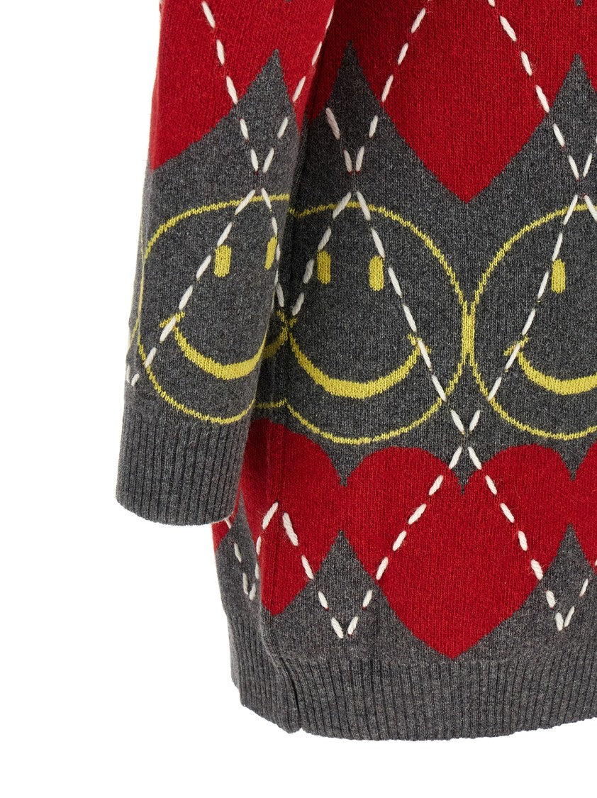 Moschino Wool Blend Mini Dress With Diamond-Stitched Pattern