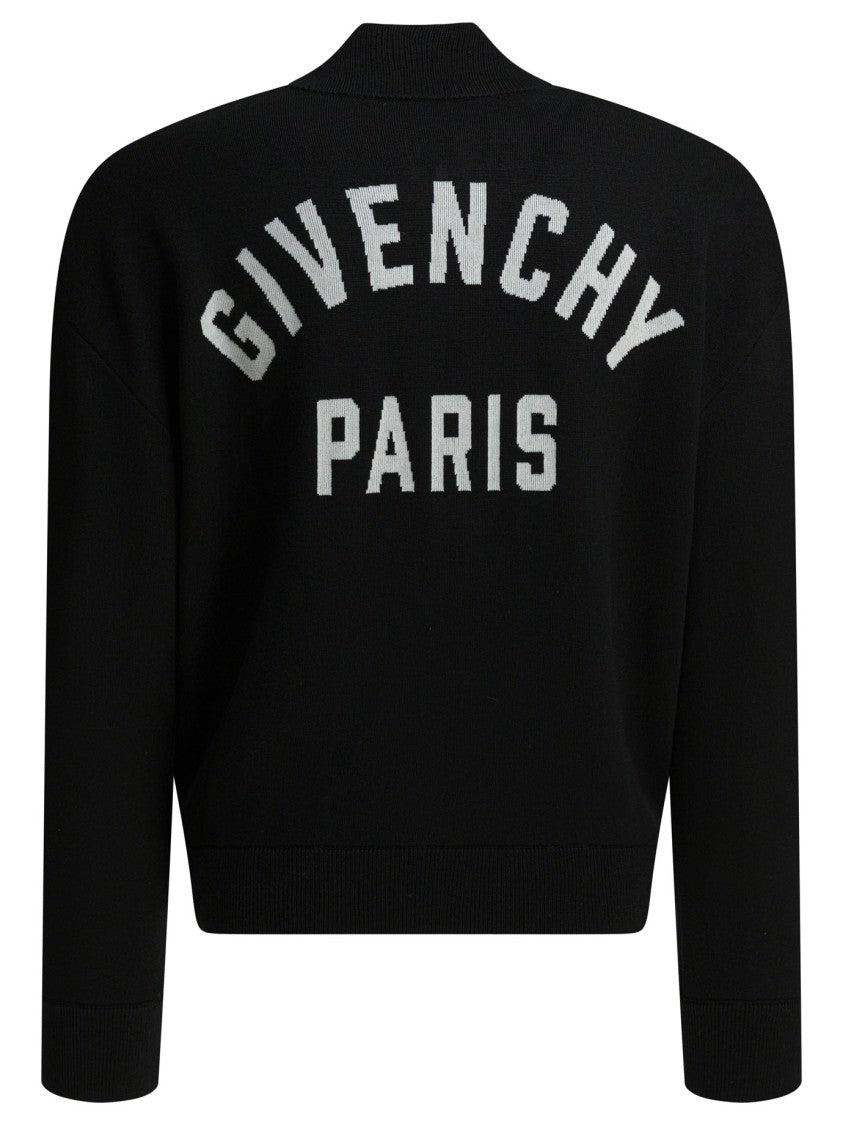 Givenchy Couture Seam Zip Sweater With Bomber Collar