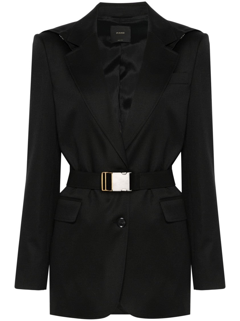 Pinko Tailored Black Blazer With Belted Waist