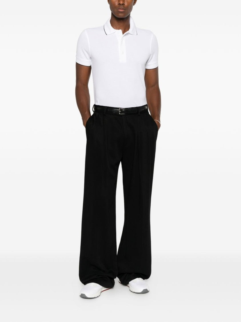 Tom Ford Short-Sleeve Subtle Black Piping Polo Shirt