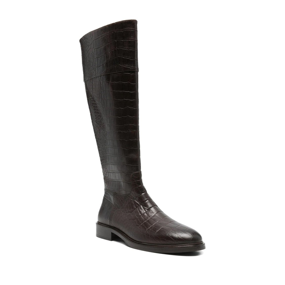 Adrianna Feretti Brown Textured Side Zipper Leather Boots