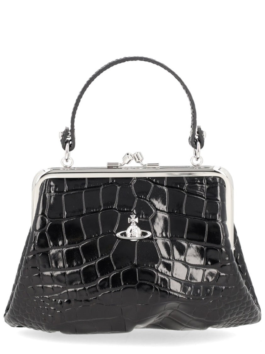 Vivienne Westwood Crocodile-Embossed Structured Handbag With Silver Frame