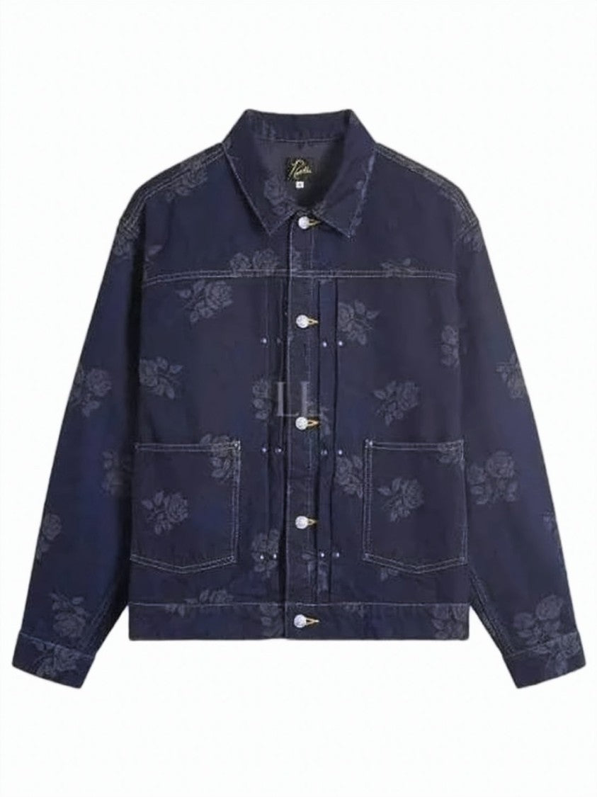 Needles Classic Floral Pattern Denim Jacket With Button-Down Front