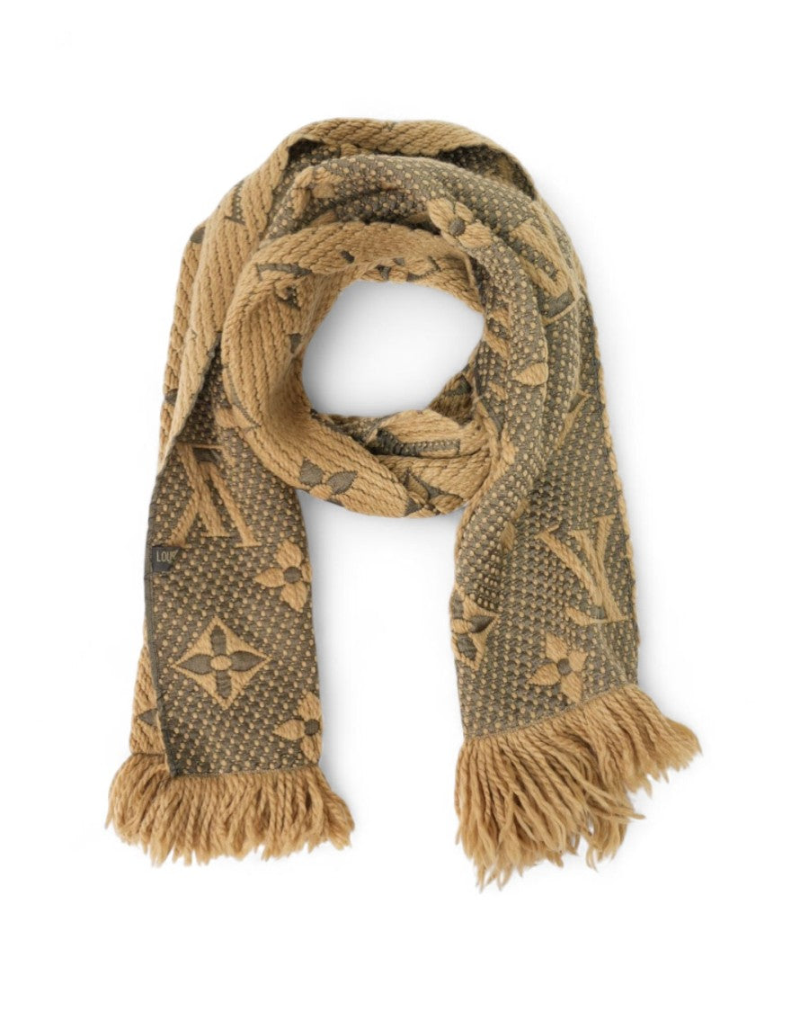Louis Vuitton Beige Wool Monogram Lurex Scarf