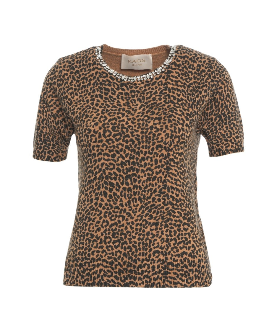 Kaos Animal Print Knit Top
