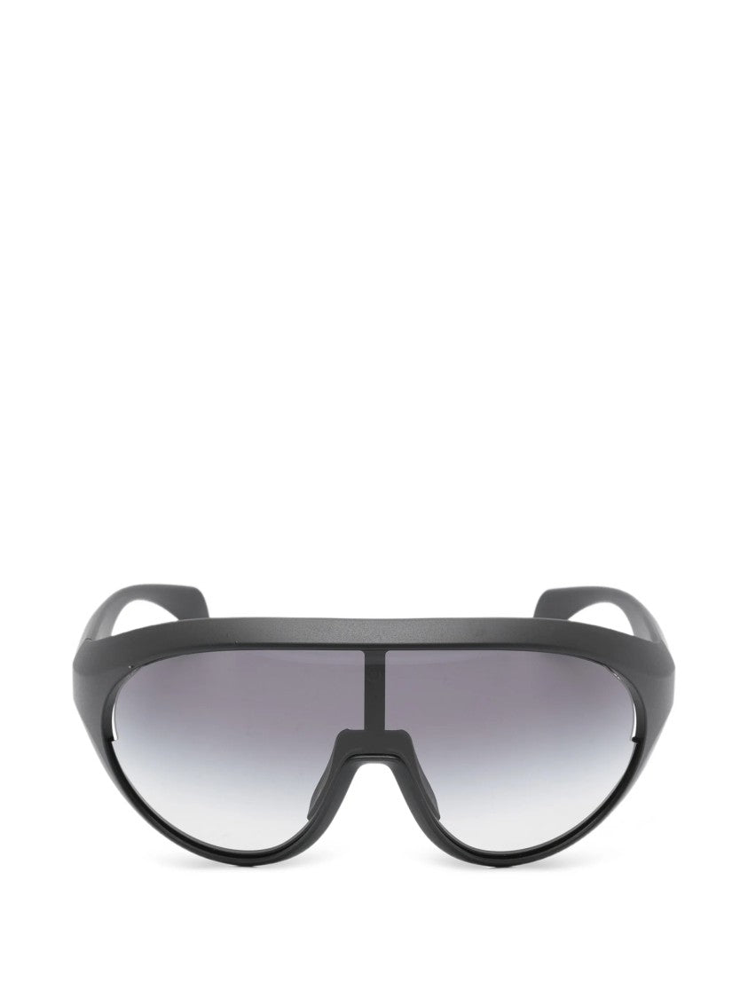 Moncler X Rick Owens Black Wraparound Matte Frame Sunglasses