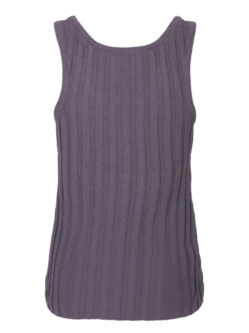 Acne Studios Ribbed Knit Grey Tank Top With Round Neckline
