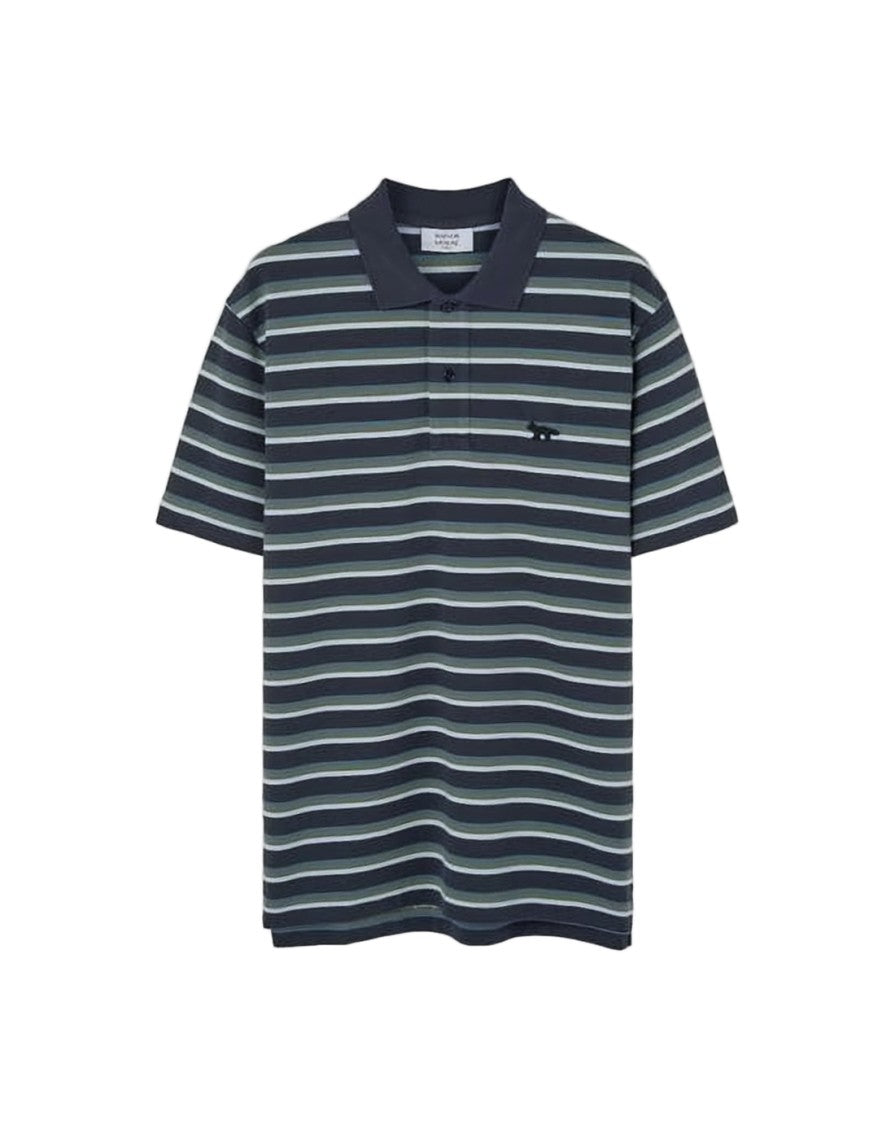 Maison Kitsuné Horizontal Striped Polo Shirt With Classic Collar
