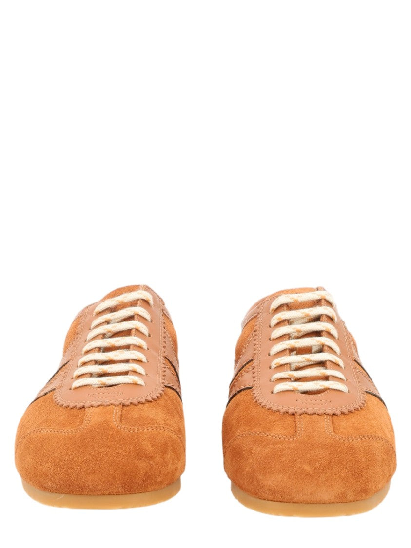 Dries Van Noten Warm Earth-Tone Suede Cream Laces Sneakers