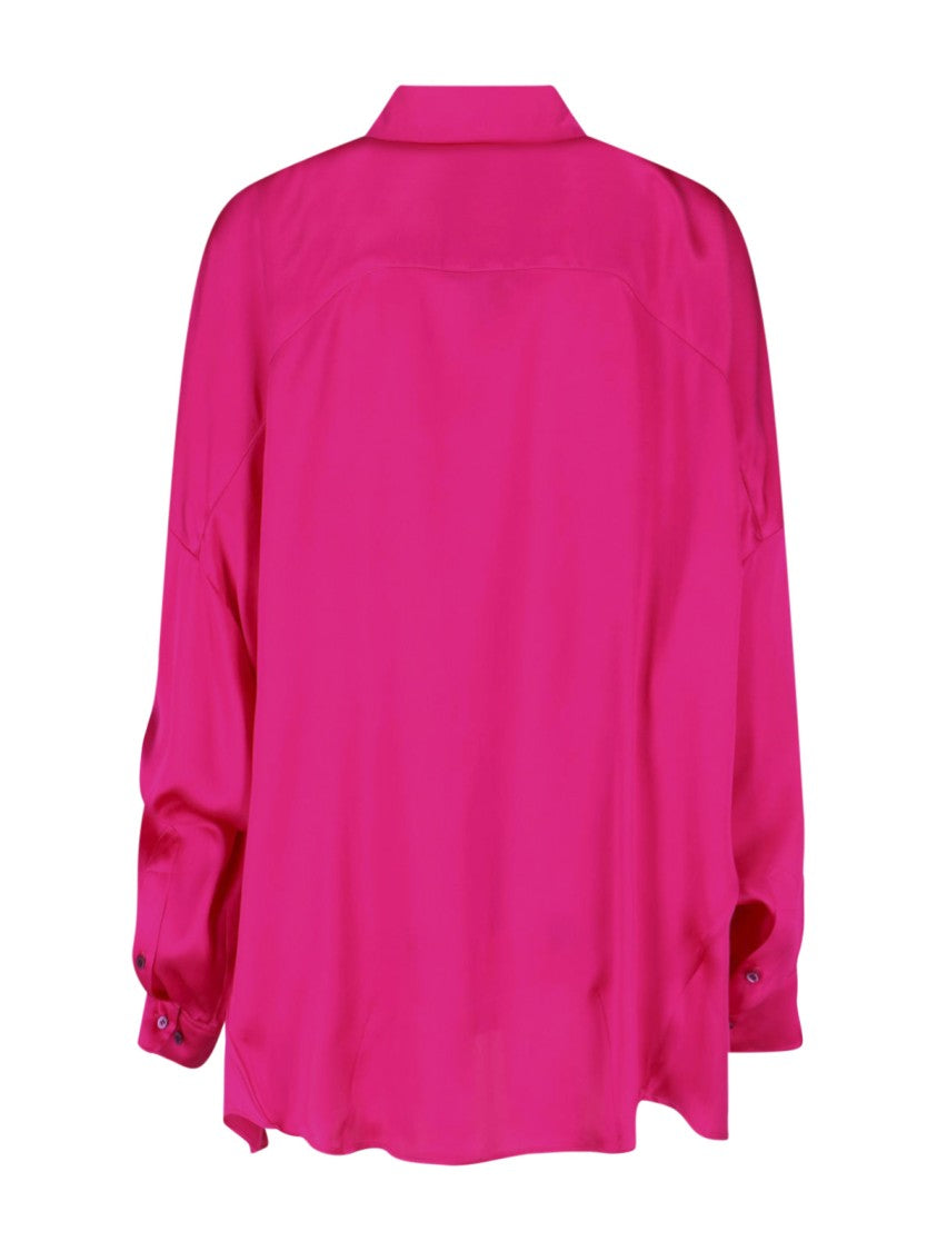 Dries Van Noten Pink Classic Collar Silk Shirt