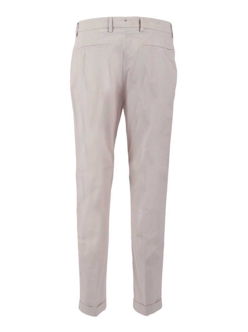 Berwich Beige Tailored Cropped Pleat Straight-Leg Pants