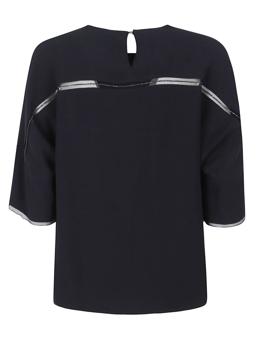 Fabiana Filippi Boxy Blue Short-Sleeve Top